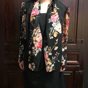 Vintage Risa Ann New York Dress Sz 18 Black Floral